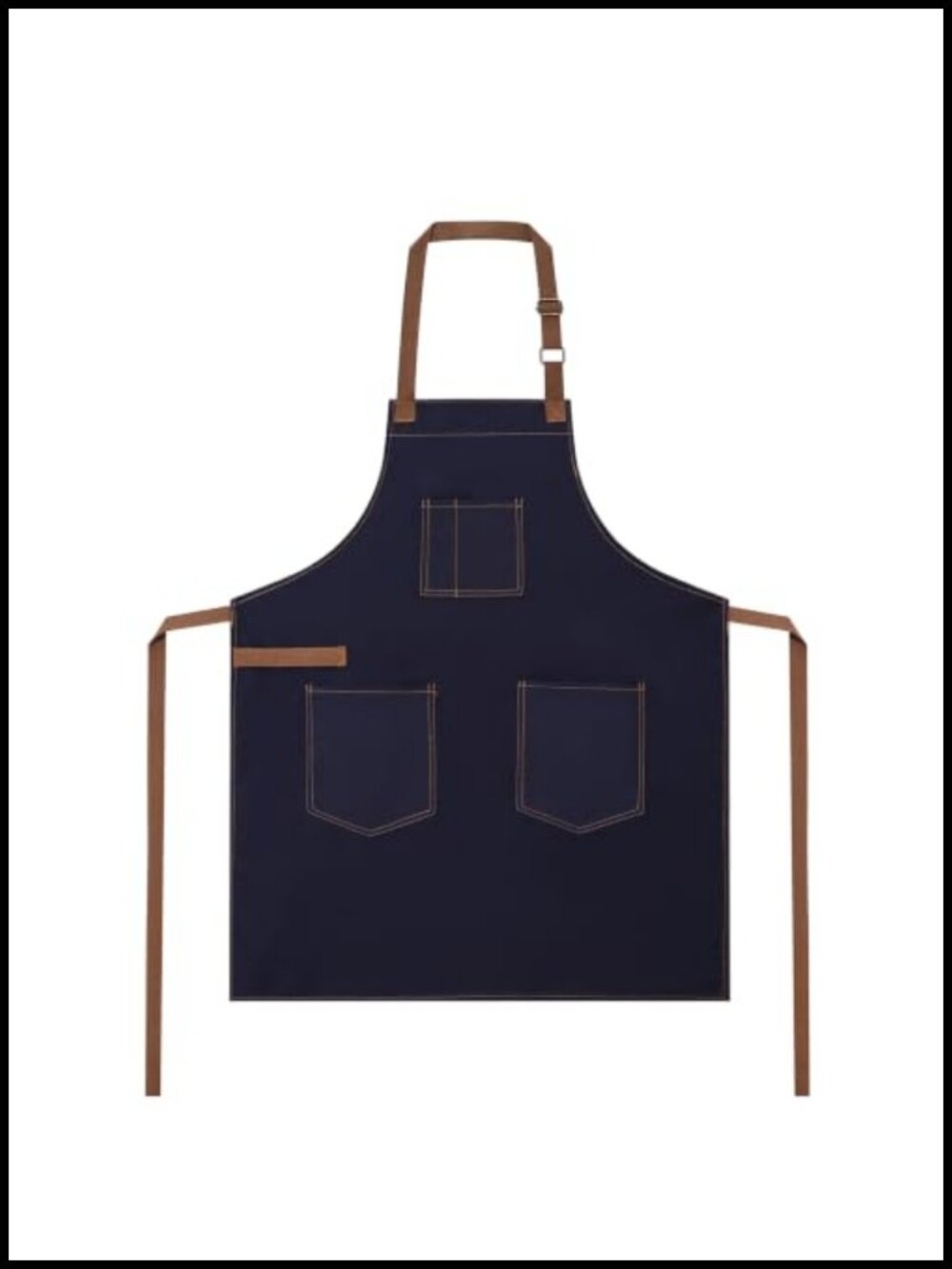 Unisex Chef Apron Adjustable Strap Large Pockets Polyester Cotton